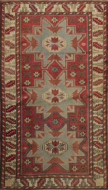 Geometric Kazak Oriental Rug 4x6