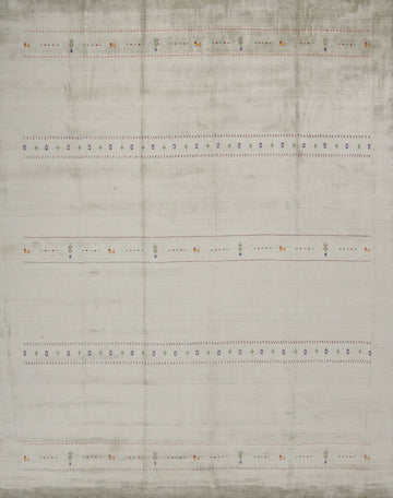 Elegant Minimalist Gabbeh Rug 12x12 with Subtle Embroidered Accents