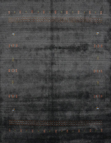 Elegant Dark Gray Gabbeh Rug 8x8 Featuring Minimalist Accents