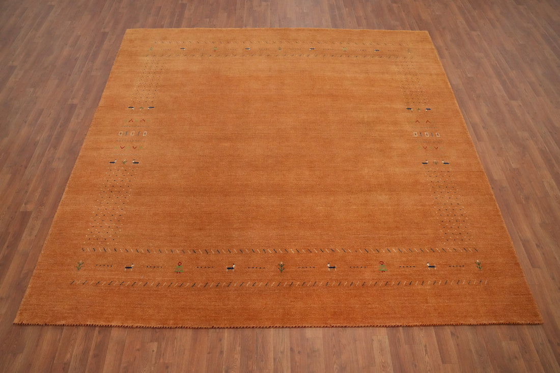 Rustic Beauty Orange Gabbeh Area Rug 9x9 for Living Spaces