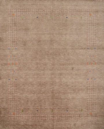 Handcrafted Gabbeh Area Rug 8x8 with Intricate Border Accents