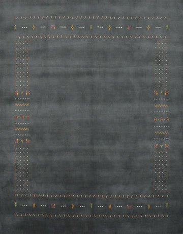Charcoal Wool Gabbeh Square Area Rug 8x8
