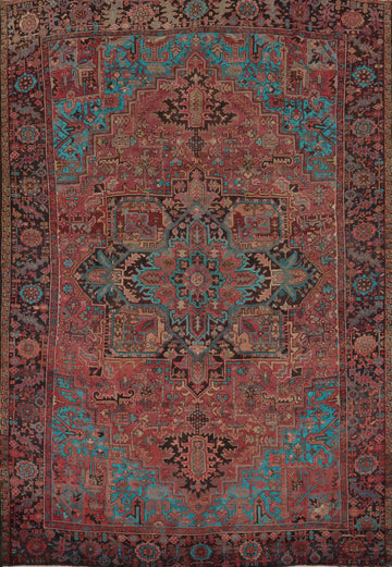 Vintage Geometric Heriz Persian Area Rug 10x13