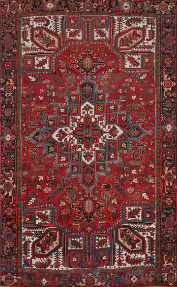Vegetable Dye Red Heriz Persian Area Rug 7x11
