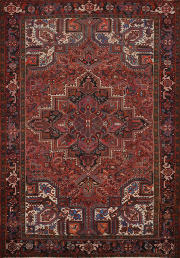 Vegetable Dye Geometric Heriz Persian Area Rug 7x9