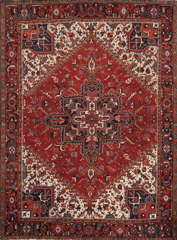 Red Geometric Heriz Vegetable Dye Persian Area Rug 8x10