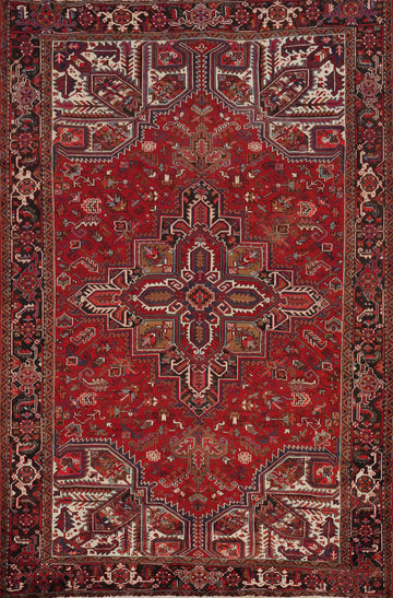 Vegetable Dye Geometric Heriz Persian Area Rug 8x12