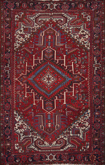 Red Wool Heriz Persian Vegetable Dye Area Rug 8x12