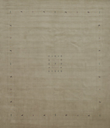 Soft Neutral-Toned Gabbeh Square Rug 12x12 with Delicate Tribal Patterns