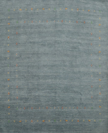 Simple yet Stylish Blue Gabbeh Area Rug 10x10 with Decorative Edging