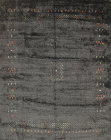 Refined Gabbeh Area Rug 10x10 with Artistic Subtle Motifs