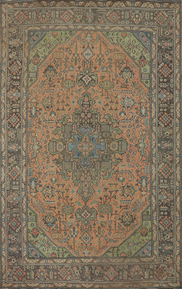 Distressed Wool Tabriz Persian Area Rug 6x9