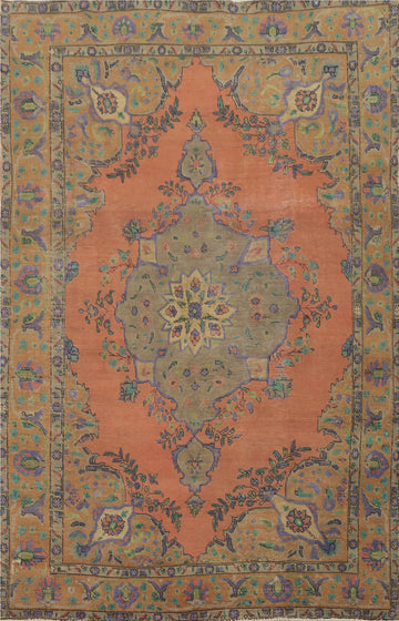 Tabriz Persian Area Rug 7x9 with Intricate Floral Patterns and Bold Colors