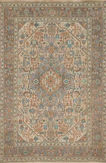 Vintage Geometric Tabriz Persian Area Rug 6x9