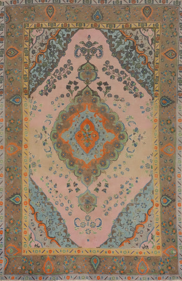 Traditional Pink Tabriz Persian Area Rug 6x10