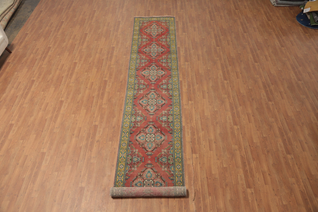 Geometric Wool Tabriz Persian Runner Rug 3x16
