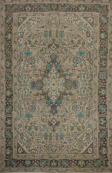Vintage Geometric Tabriz Persian Area Rug 6x9