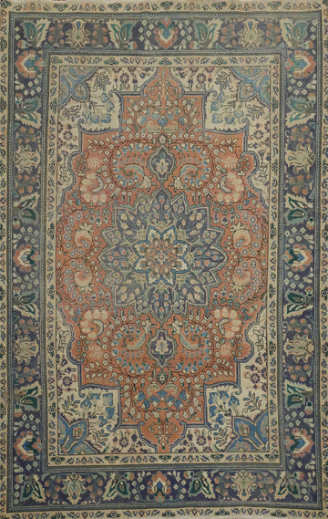 Traditional Wool Floral Tabriz Persian Area Rug 6x10