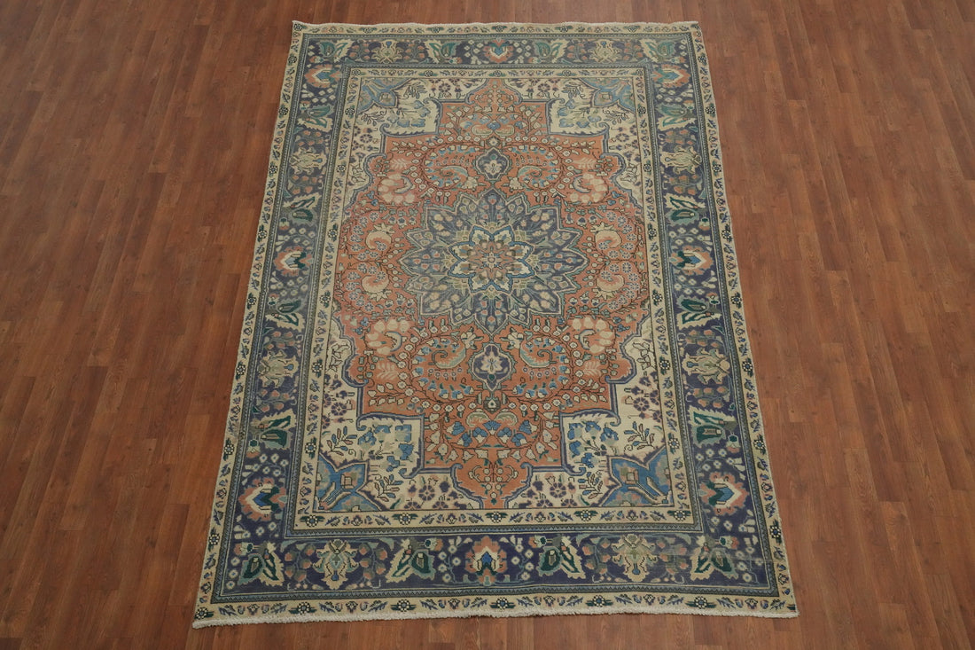Traditional Wool Floral Tabriz Persian Area Rug 6x10