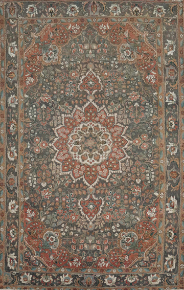Traditional Gray Floral Tabriz Persian Area Rug 7x10