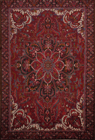 Handmade Red Wool Heriz Persian Large Rug 10x14