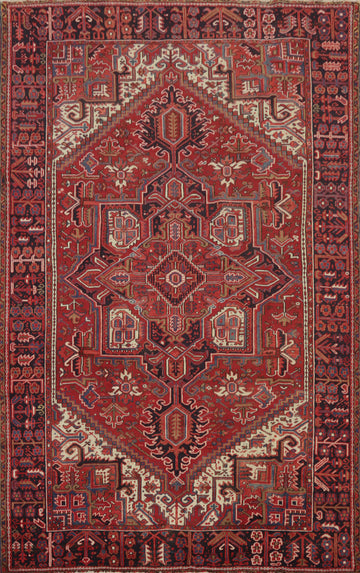 Handcrafted Red Wool Heriz Persian Area Rug 8x11