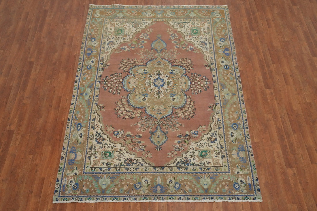 Vintage Wool Tabriz Persian Area Rug 6x9