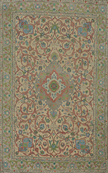 Vintage Wool Floral Tabriz Persian Area Rug 6x10