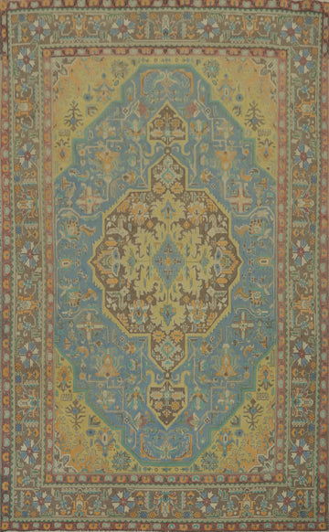 Handmade Blue Tabriz Persian Area Rug 6x10