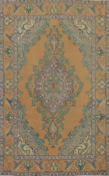Handcrafted Wool Orange Tabriz Persian Area Rug 6x9