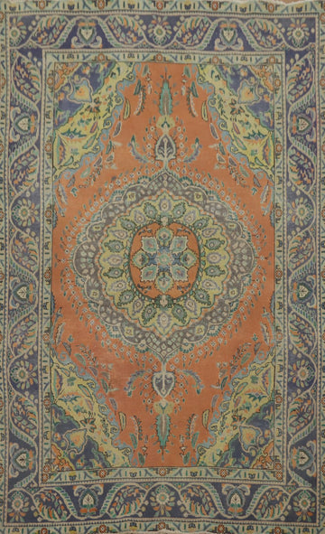 Orange Wool Traditional Tabriz Persian Area Rug 6x9