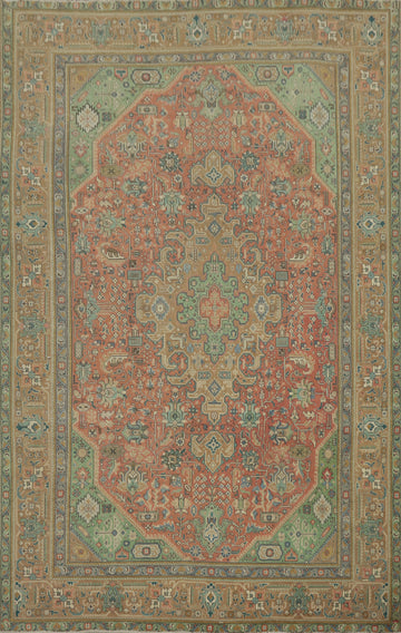 Vintage Geometric Tabriz Persian Area Rug 6x9