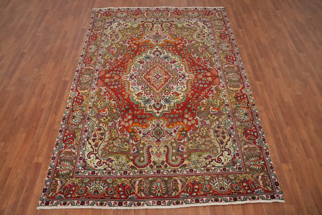 Traditional Wool Tabriz Persian Area Rug 6x9
