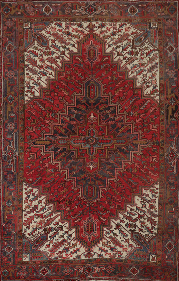 Vintage Geometric Heriz Persian Area Rug 8x11