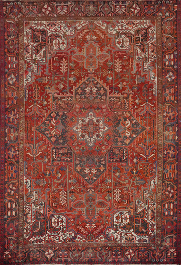 Geometric Vegetable Dye Heriz Persian Area Rug 9x12