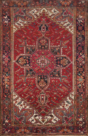 Red Wool Vegetable Dye Heriz Persian Area Rug 6x9