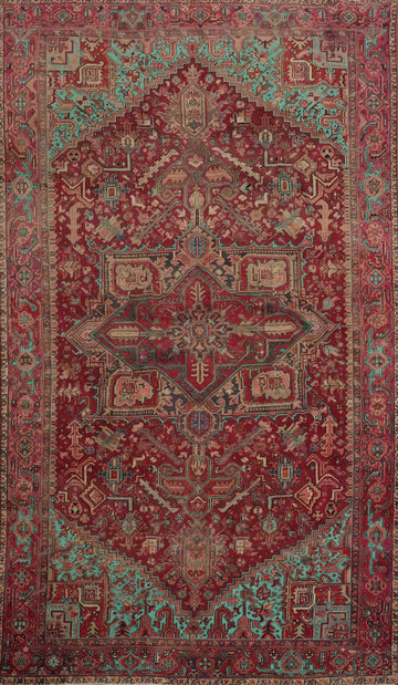 Handmade Red Heriz Vegetable Dye Persian Rug 8x13