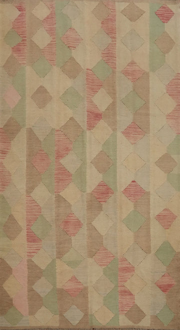 Elegant Pastel Geometric Kilim Area Rug 5x8 for Modern Living Spaces
