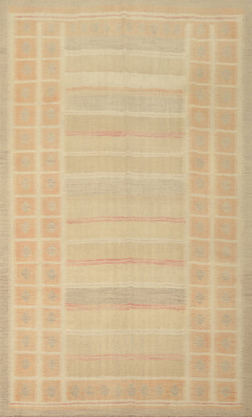 Earth Tone Wool Kilim Handwoven Area Rug 6x9
