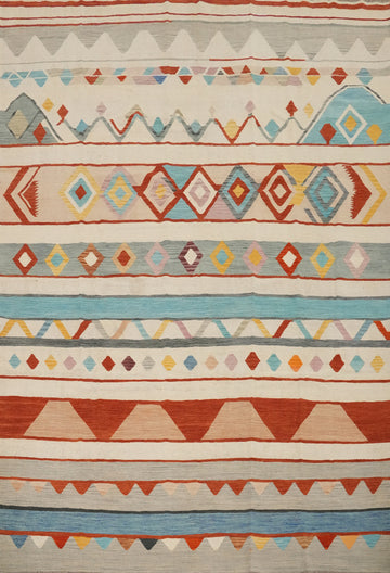 Geometric Kilim Handwoven Area Rug 9x12