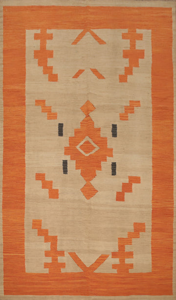 Geometric Kilim Vegetable Dye Area Rug 5x8