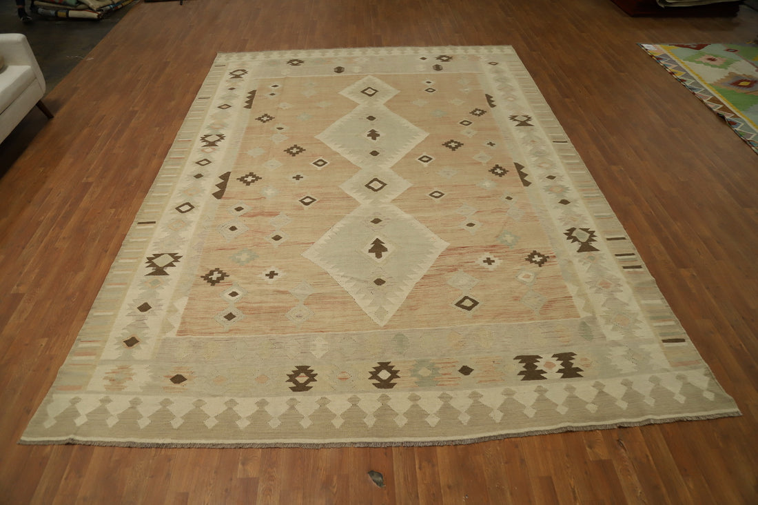 Tribal Wool Kilim Handwoven Area Rug 9x13