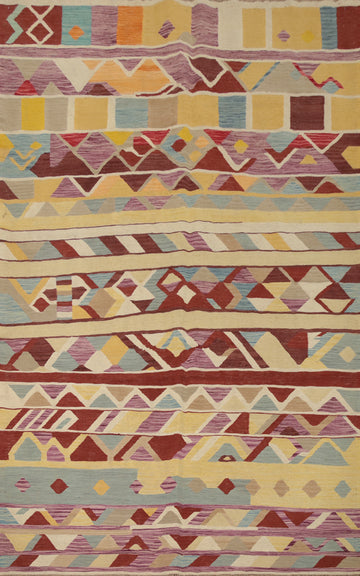 Geometric Kilim Vegetable Dye Area Rug 6x9