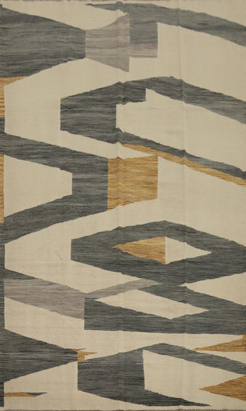 Modern Wool Kilim Vegetable Dye Area Rug 7x10