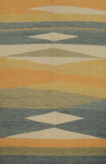 Geometric Kilim Vegetable Dye Area Rug 10x13