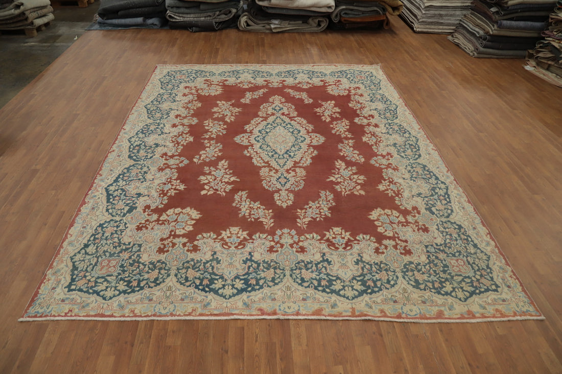 Floral Wool Kerman Persian Area Rug 10x12