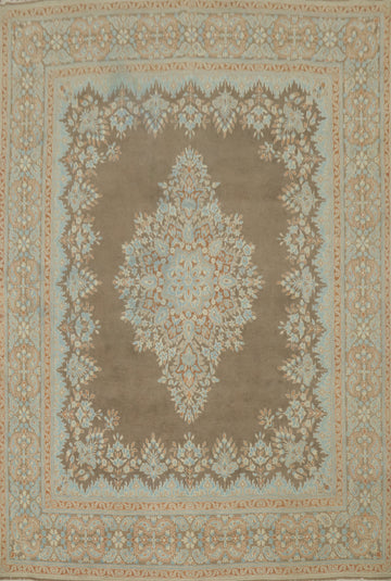 Brown Traditional Kerman Persian Area Rug 10x13