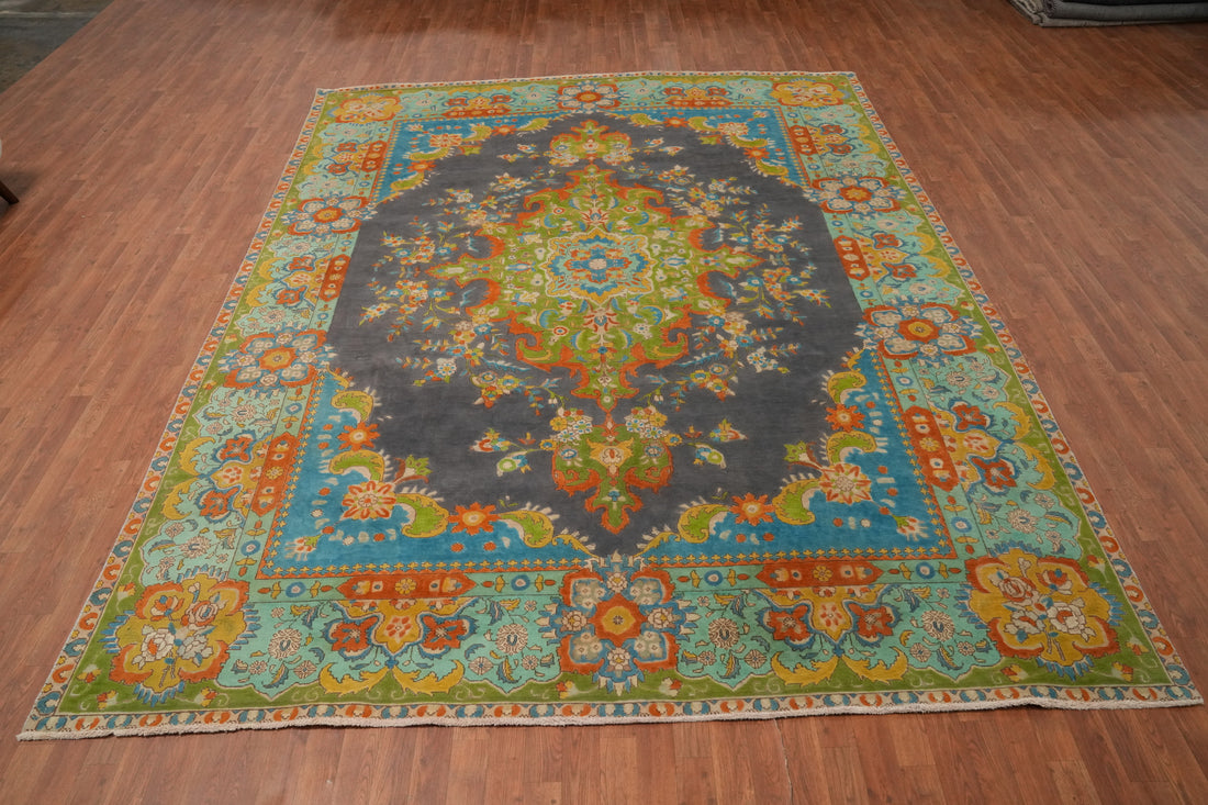 Vintage Wool Tabriz Persian Area Rug 9x12