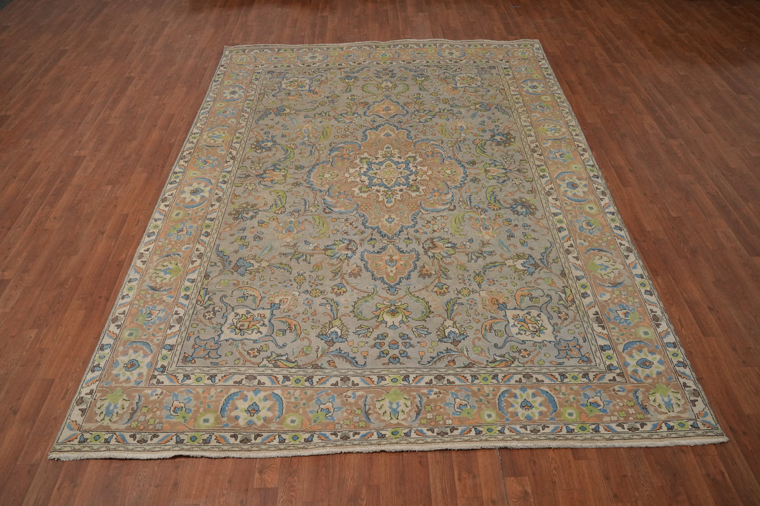 Vintage Floral Tabriz Persian Area Rug 8x11