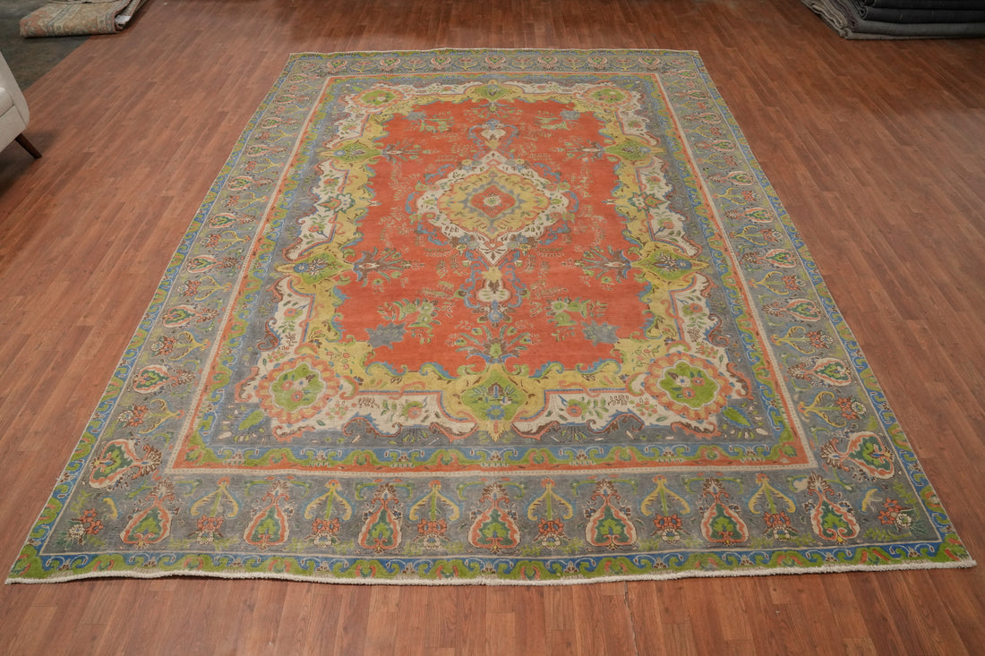 Orange Wool Medallion Tabriz Persian Area Rug 10x13